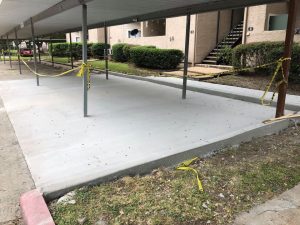 concrete slab in front of apartment